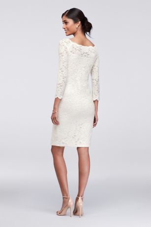 3 4 Sleeve White Lace Dress