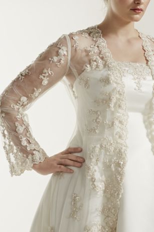 david's bridal long sleeve lace jacket