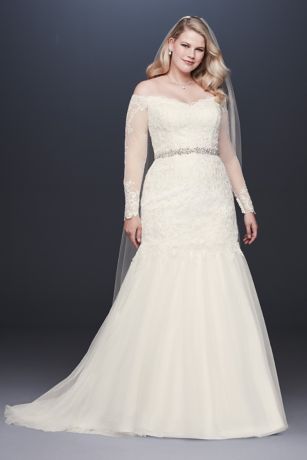 david's bridal long sleeve lace wedding dress