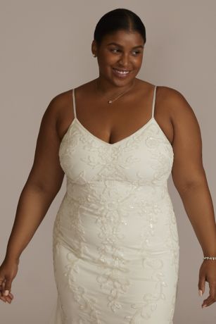 plus size white beaded dress