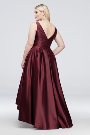 david's bridal satin tank long ball gown