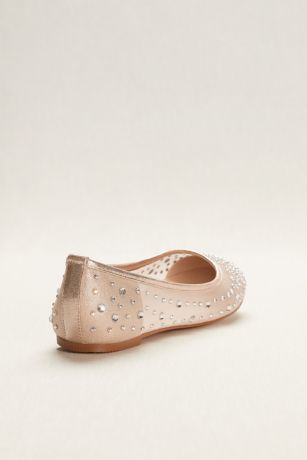 mesh ballet flat with scattered crystals