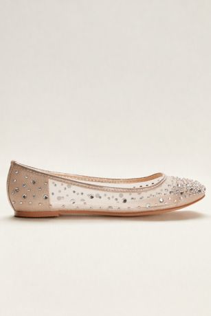mesh ballet flat with scattered crystals