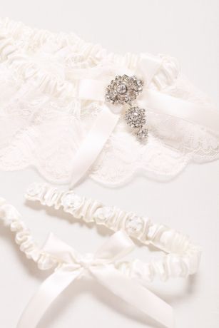 Ivory Pearl Beaded Lace Wedding Garter Set Toss Garter Ivory Lace Garter Set GT-46IV Keepsake Garter