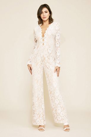 long sleeve white lace jumpsuit