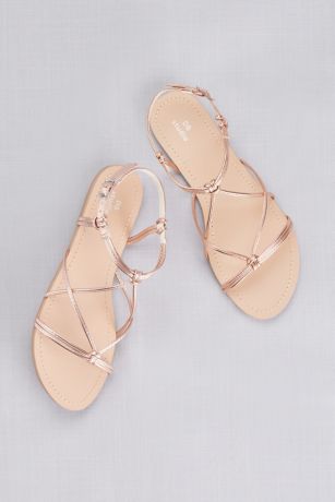 rose gold flat sandals for wedding