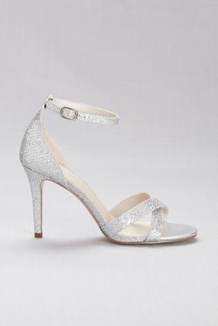 Davids Bridal Glitter Fabric Crisscross Heels Style Avril