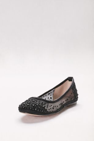 mesh ballet flat with scattered crystals