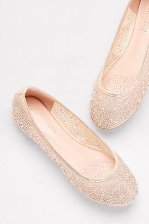 mesh ballet flat with scattered crystals