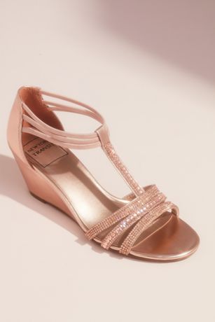 rose gold metallic wedges