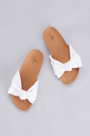 white slip on sandals flat