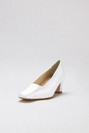 white satin pumps