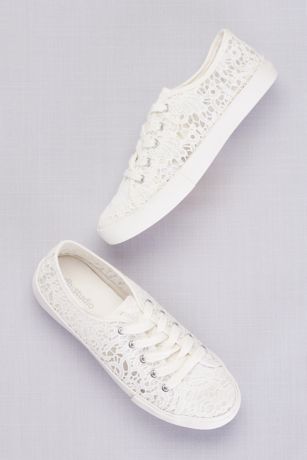 white lace slip on shoes