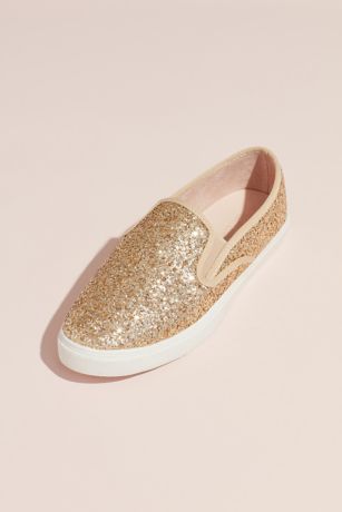 gold sparkly slip on shoes