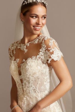 oleg cassini cap sleeve wedding dress