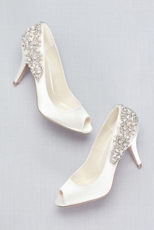White L2989 Anne Michelle Satin Wedding Pointed Toe Court Shoes 