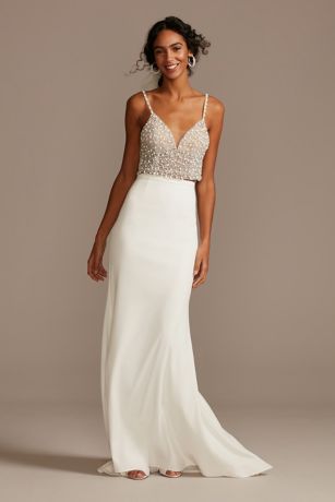 embellished spaghetti strap wedding separates top