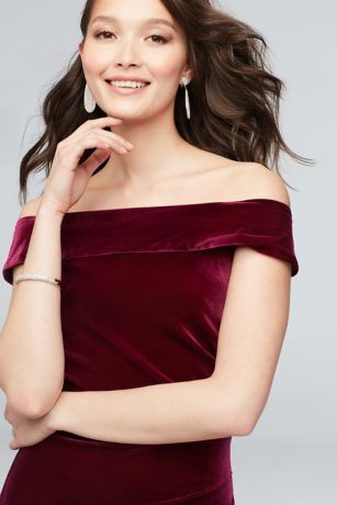 david's bridal velvet bridesmaid dress