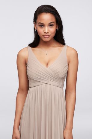 david's bridal long mesh with cowl back