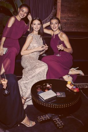 david's bridal long sequin blouson dress