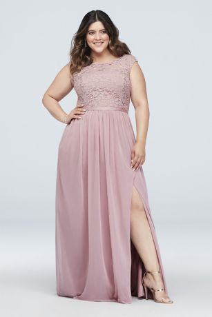 Long Bridesmaid Dress with Lace Bodice ...