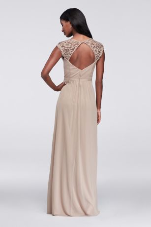 david's bridal long mesh with open back
