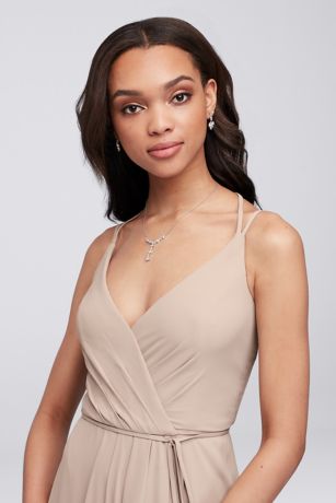 david's bridal long georgette v neck