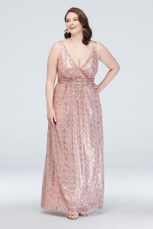 Sequin Tank Bridesmaid Dress With Satin Piping David S Bridal