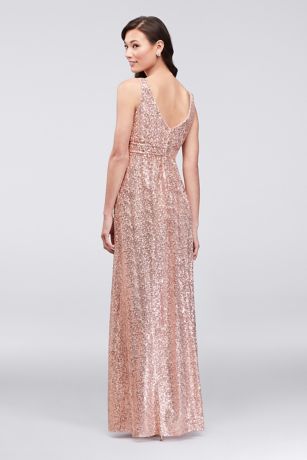 david's bridal rose gold sequin dress