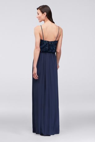 david's bridal navy blue long dress