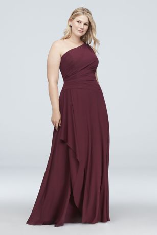 long georgette one shoulder david's bridal