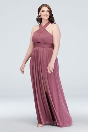 Crisscross High-Neck Mesh Bridesmaid ...