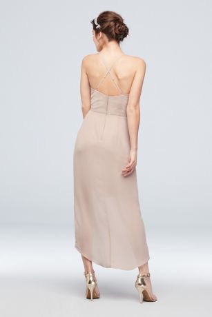 tulip hem georgette midi bridesmaid dress