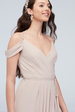 david's bridal georgette one shoulder