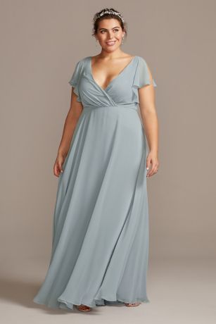 Flutter Sleeve Full Skirt Bridesmaid ...