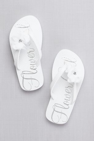white flip flops with flowers