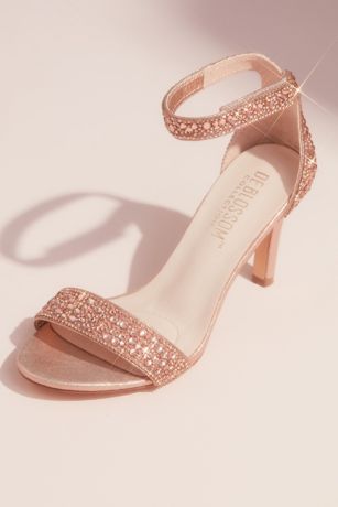 rose gold mid heel sandals