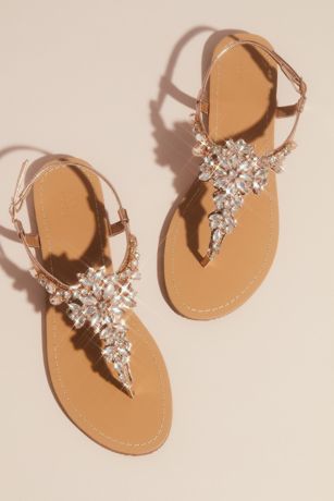 haoricu Womens Wedding Sandals Pearl Flats Beaded Bohemian Dress Flip-Flop Gladiator Shoes Larger Size