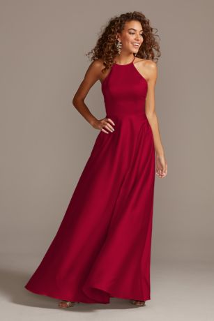 satin a line bridesmaid dresses