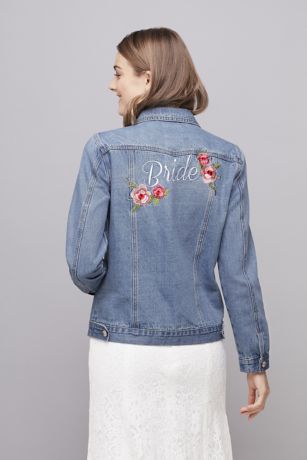 jean jacket with wedding dress