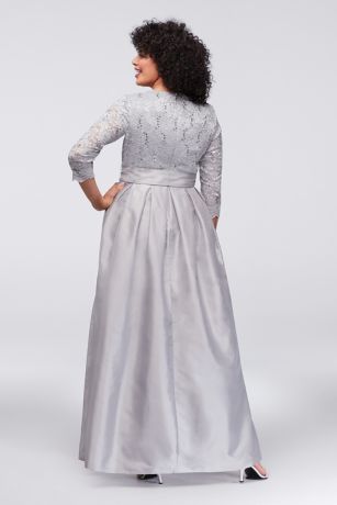 jessica howard lace and taffeta surplice ball gown
