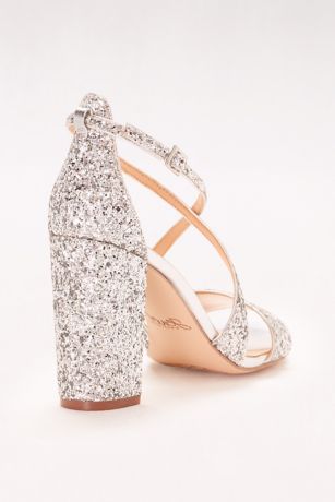 Jewel Badgley Mischka Cook Block Heel Glitter Sandal 2024 www.gemologytidbits