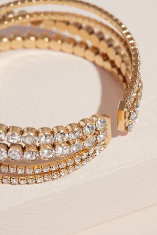 David's Bridal Multi Stack Crystal Cuff Bracelet Style MBR19089 David's Bridal Multi Stack Crystal Cuff Bracelet Style MBR19089
