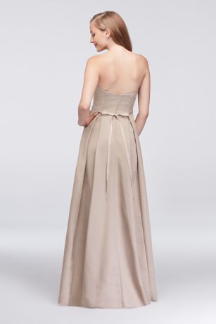 Davids Bridal Appliqued Faille High-Low Bridesmaid Dress Style OC290019
