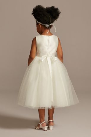 Flower Girl Dress with Tulle and Ribbon Waist
