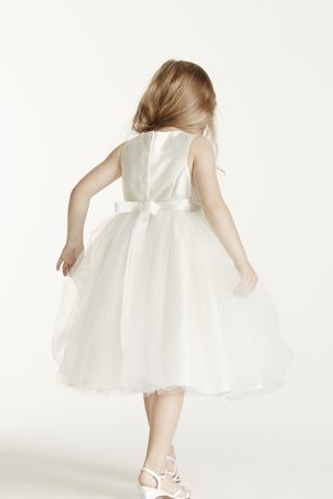 david's bridal flower girl dress with tulle and ribbon waist