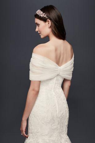 Pleated Tulle Off-the-Shoulder Wrap ...