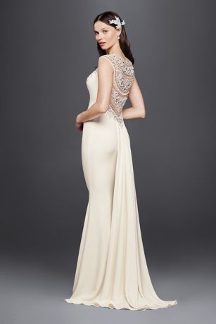 Beaded Stretch Crepe Wedding Dress David S Bridal