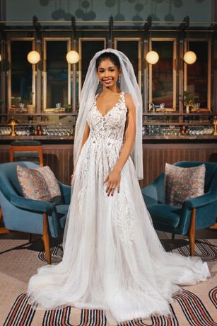 tulle wedding dress with flowers