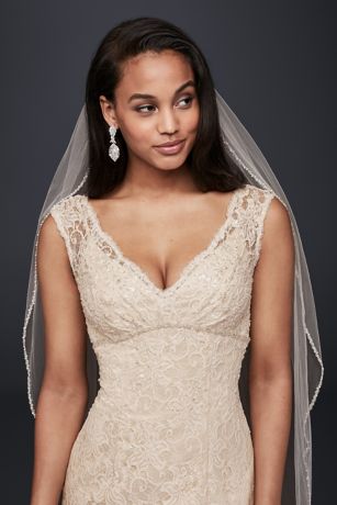 All Over Beaded Lace Trumpet Wedding Dress David S Bridal